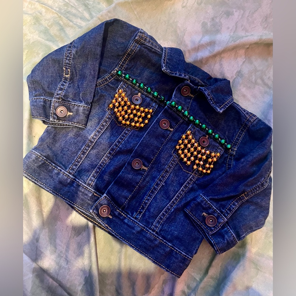Dark Denim Infant Mardi Gras Fringed Jacket